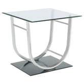 Best Furniture Outlet - Coaster - Danville Square U-Shaped Glass Top Side End Table Chrome - 704987