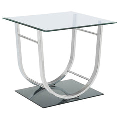 Best Furniture Outlet - Coaster - Danville Square U-Shaped Glass Top Side End Table Chrome - 704987