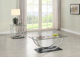 Best Furniture Outlet - Coaster - Danville 2-piece Glass Top Coffee and End Table Set Chrome - 704988-S2