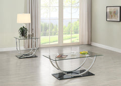 Best Furniture Outlet - Coaster - Danville 2-piece Glass Top Coffee and End Table Set Chrome - 704988-S2