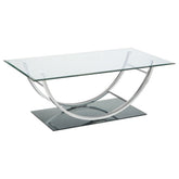Best Furniture Outlet - Coaster - Danville Rectangular U-Shaped Glass Top Coffee Table Chrome - 704988