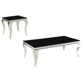 Best Furniture Outlet - Coaster - Carone 2-piece Glass Top Coffee and End Table Set Black - 705018-S2