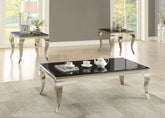 Best Furniture Outlet - Coaster - Carone 3-piece Glass Top Coffee and End Table Set Black - 705018-S3