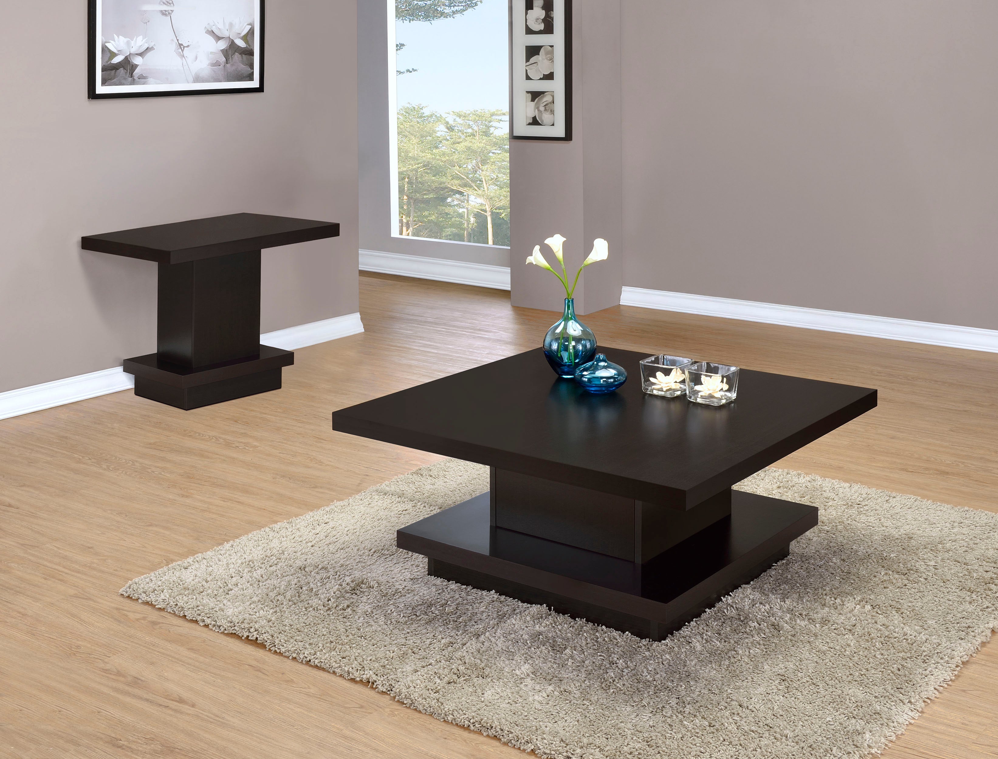 Best Furniture Outlet - Coaster - Reston 2-piece Square Coffee and End Table Set Cappuccino - 705168-S2