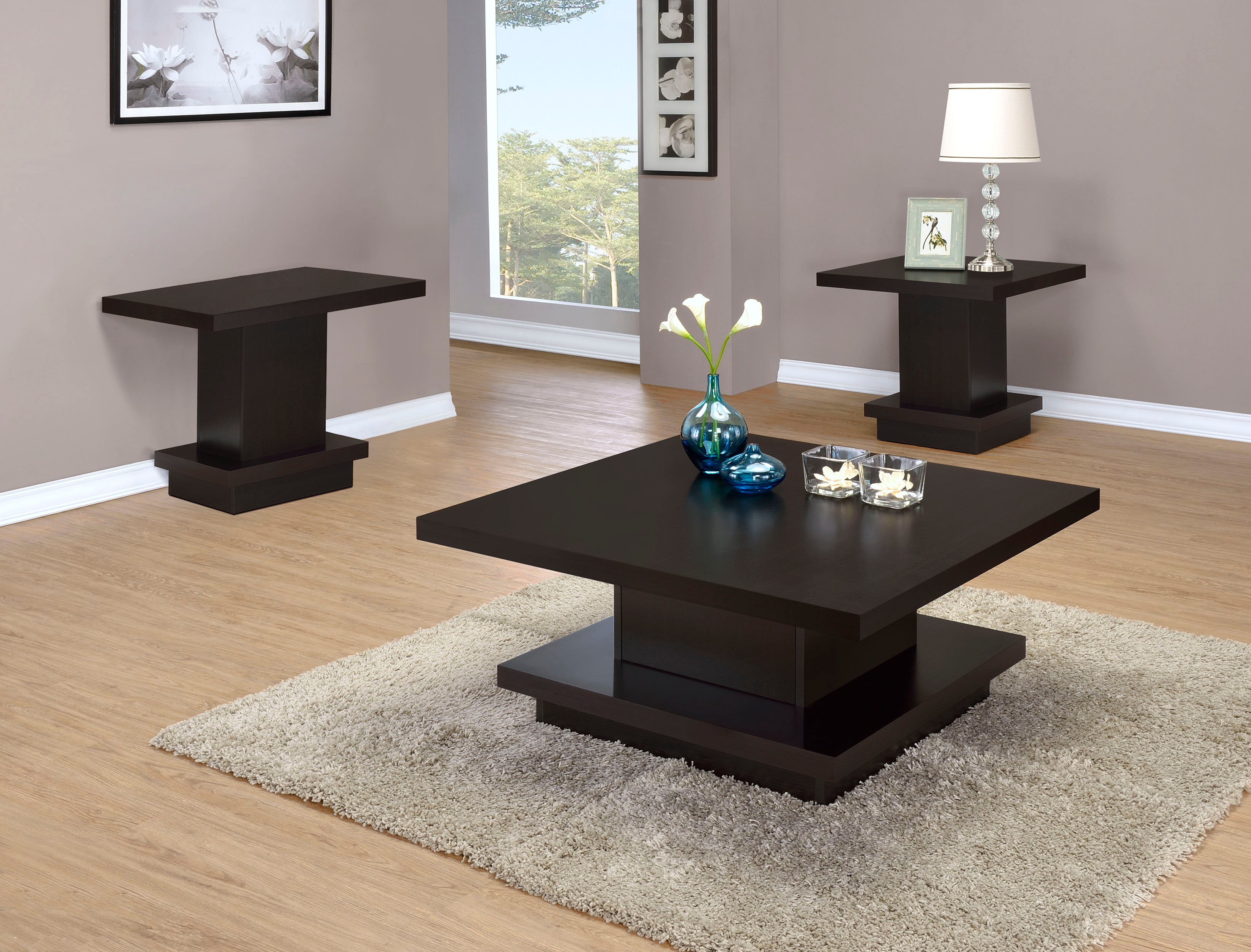 Best Furniture Outlet - Coaster - Reston 3-piece Square Coffee and End Table Set Cappuccino - 705168-S3