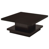 Best Furniture Outlet - Coaster - Reston Square Engineered Wood Coffee Table with Casters Cappuccino - 705168