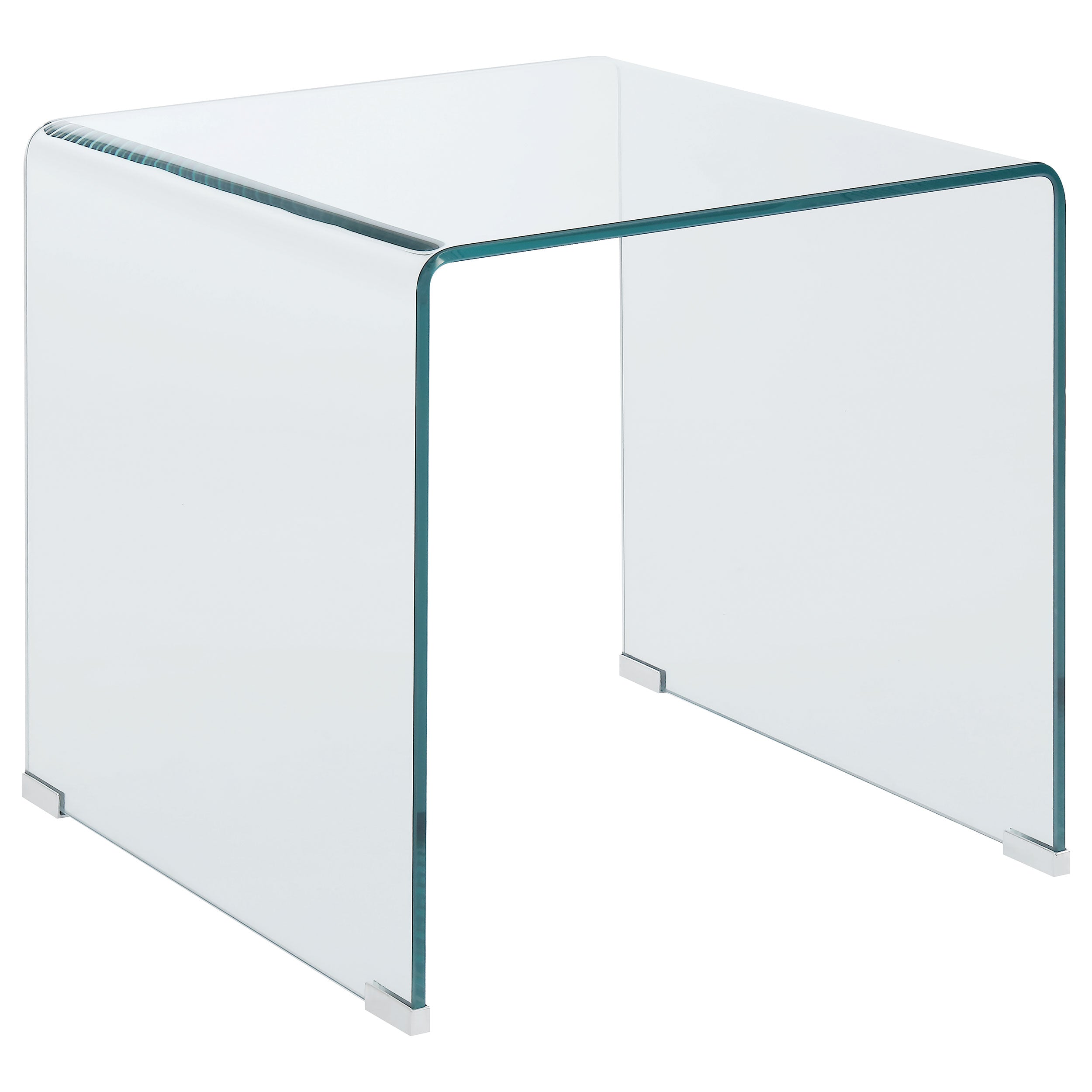 Best Furniture Outlet - Coaster - Ripley Squared Tempered Bent Glass Side End Table Clear - 705327