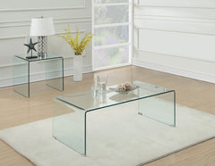 Best Furniture Outlet - Coaster - Ripley 2-piece Bent Glass Coffee and End Table Set Clear - 705328-S2