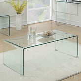 Best Furniture Outlet - Coaster - Ripley Rectangular Tempered Bent Glass Coffee Table Clear - 705328