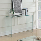 Best Furniture Outlet - Coaster - Ripley Tempered Bent Glass Entryway Console Table Clear - 705329