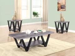 Best Furniture Outlet - Coaster - Stevens 3-piece Rectangular Coffee and End Table Set Grey - 705398-S3