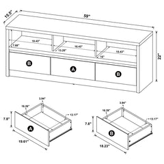 Rutland 59-inch 3-drawer TV Stand Media Console Black