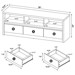 Rutland 59-inch 3-drawer TV Stand Media Console Black