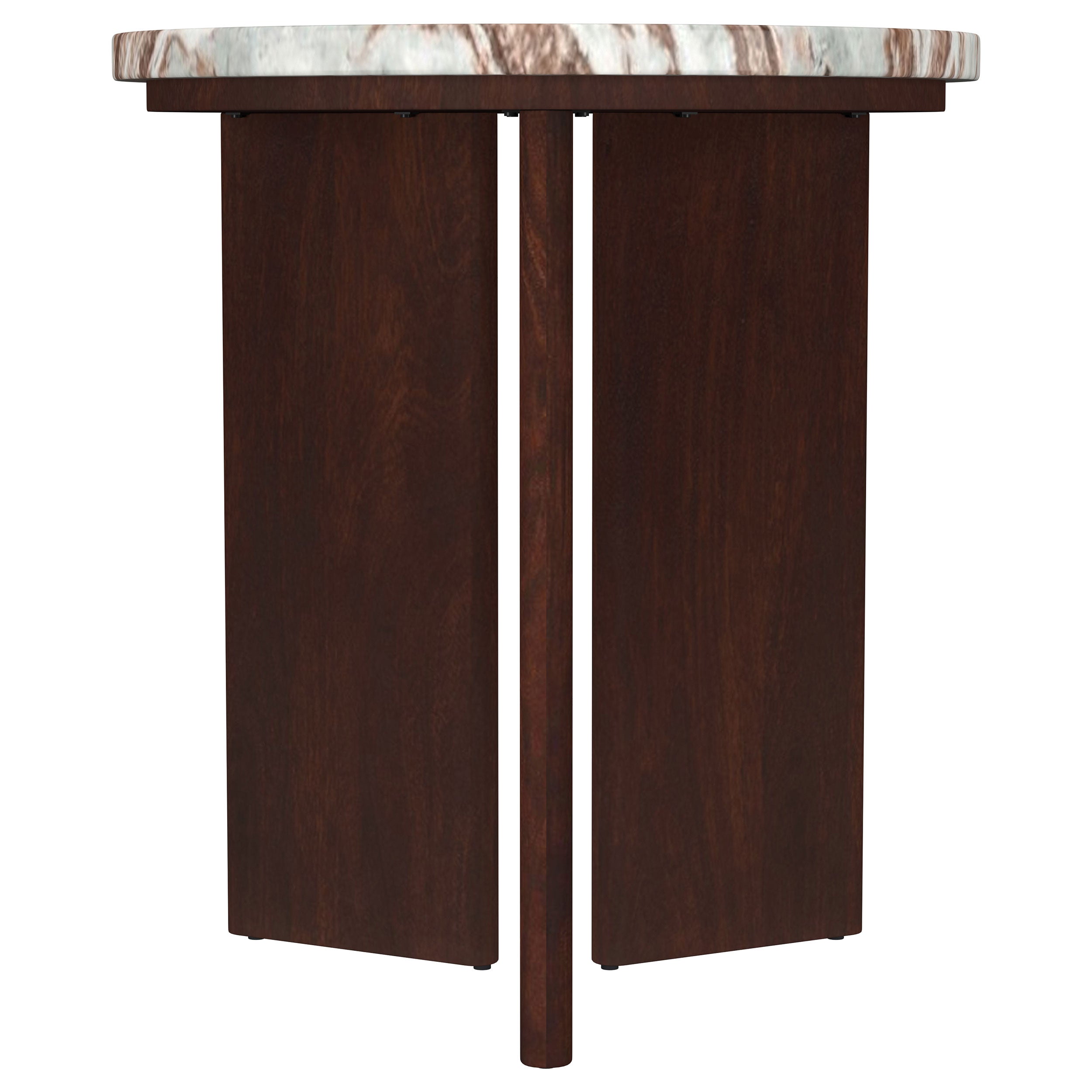Best Furniture Outlet - Coaster - Jenna Round Marble Top Mango Wood Side End Table Brown - 706167