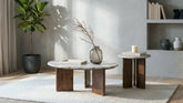 Best Furniture Outlet - Coaster - Jenna 2-piece Round Marble Top Coffee Table Set Brown - 706168-S2