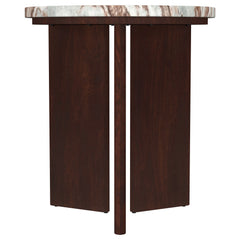 Jenna 2-piece Round Marble Top Coffee Table Set Brown