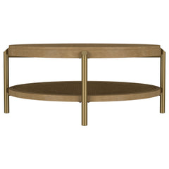 Arini Round Coffee Table With Storage Shelf Sand Wash