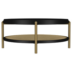 Arini Round Coffee Table With Storage Shelf Black