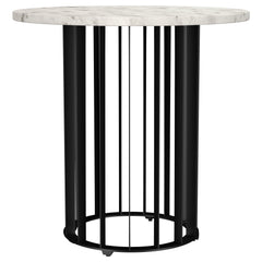 Best Furniture Outlet - Coaster - Haven Round Genuine White Marble Top End Side Table Black - 706207