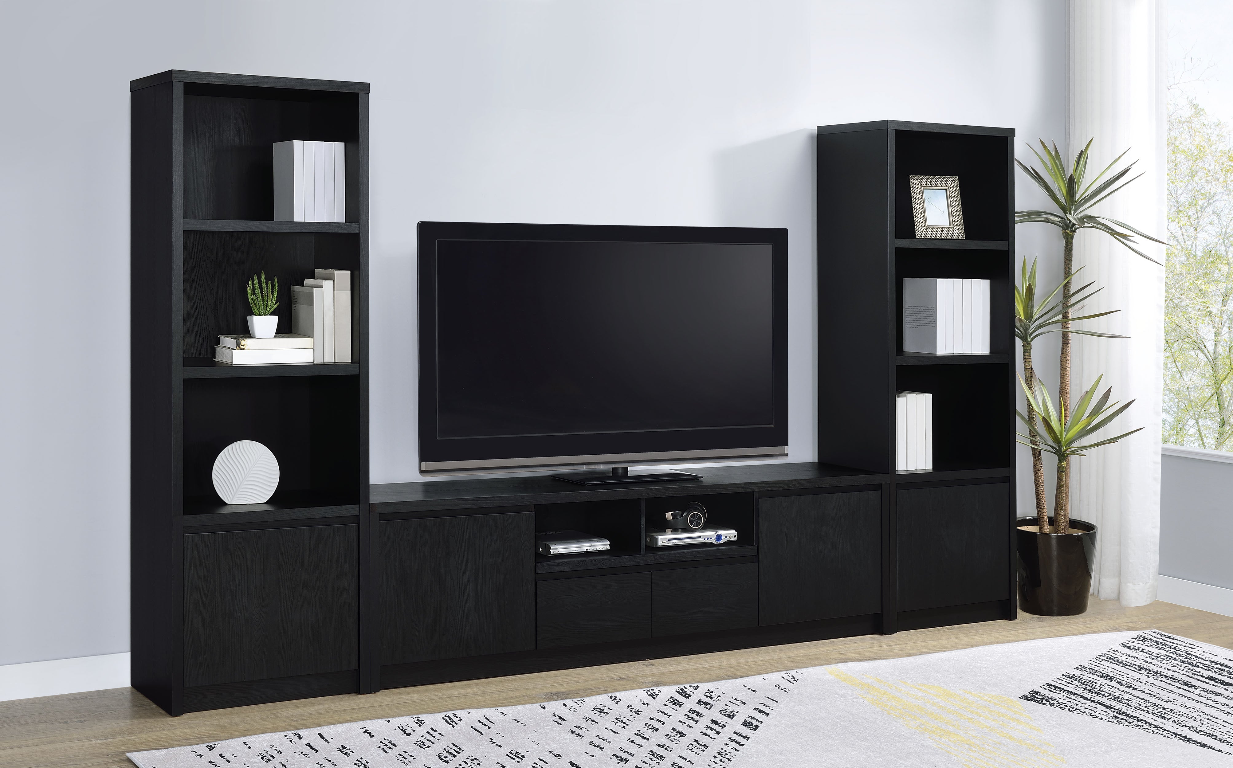 Best Furniture Outlet - Coaster - Winfield 3-piece Entertainment Center 78-inch TV Stand Black - 706223-SET