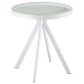 Best Furniture Outlet - Coaster - Briggs Round Marble Printed Glass Top End Side Table White - 706257