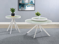 Best Furniture Outlet - Coaster - Briggs 2-piece Round Coffee and End Table Set White - 706258-S2