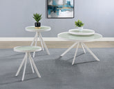 Best Furniture Outlet - Coaster - Briggs 3-piece Round Coffee and End Table Set White - 706258-S3