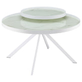 Best Furniture Outlet - Coaster - Briggs Round Marble Printed Glass Top Coffee Table White - 706258