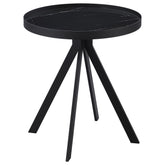 Best Furniture Outlet - Coaster - Briggs Round Marble Printed Glass Top End Table Black - 706267