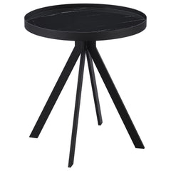 Best Furniture Outlet - Coaster - Briggs Round Marble Printed Glass Top End Table Black - 706267