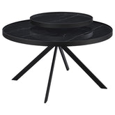 Best Furniture Outlet - Coaster - Briggs Round Marble Printed Glass Top Coffee Table Black - 706268