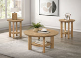 Best Furniture Outlet - Coaster - Ottowa 3-piece Round Wood Coffee Table Set Light Oak - 706298-S3