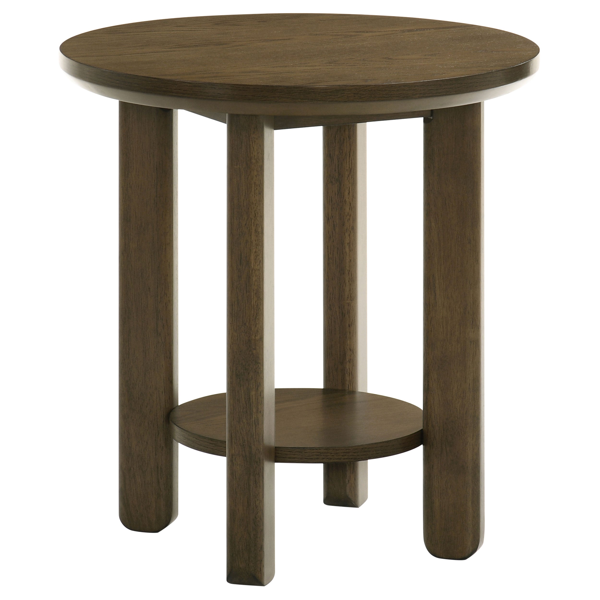 Best Furniture Outlet - Coaster - Ottowa 22-Inch Round Wood Side End Table with Shelf Brown - 706307