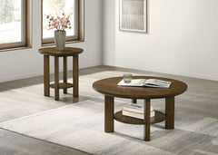 Best Furniture Outlet - Coaster - Ottowa 2-piece Round Wood Coffee Table Set Brown - 706308-S2