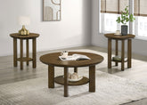 Best Furniture Outlet - Coaster - Ottowa 3-piece Round Wood Coffee Table Set Brown - 706308-S3