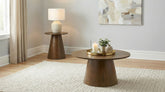 Best Furniture Outlet - Coaster - Franklin 2-piece Round Pedestal Coffee Table Set Dark Brown - 706438-S2