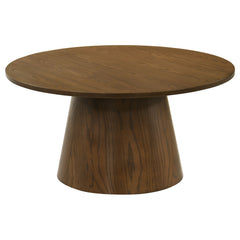 Best Furniture Outlet - Coaster - Franklin 36-inch Round Pedestal Coffee Table Dark Brown - 706438