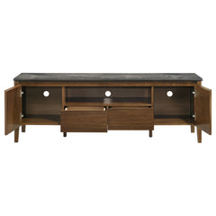 Bradley 63-inch 2-Door SmartTop TV Stand Smokey Grey and Brown