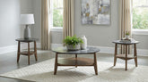Best Furniture Outlet - Coaster - Bradley 3-Piece Round SmartTop Coffee Table Set Smokey Grey and Brown - 706458-S3
