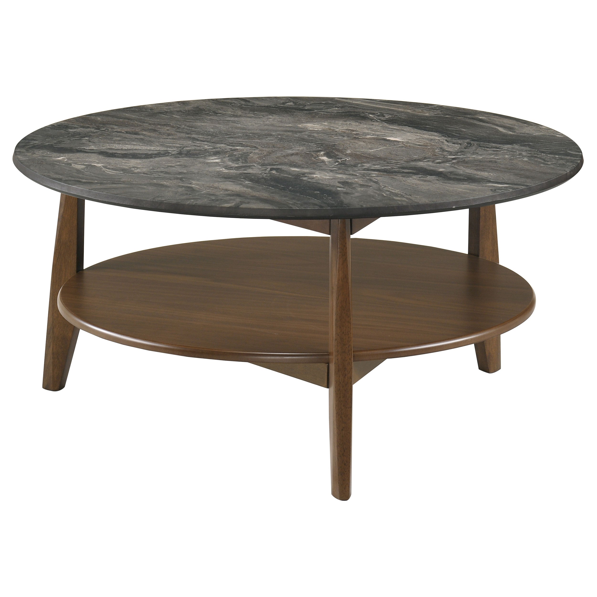 Best Furniture Outlet - Coaster - Bradley Round SmartTop Cocktail Coffee Table Smokey Grey and Brown - 706458