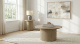 Best Furniture Outlet - Coaster - Hamlyn 2-piece Round Fluted Coffee and End Table Set Natural Oak - 706498-S2