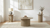 Best Furniture Outlet - Coaster - Hamlyn 3-piece Round Fluted Coffee and End Table Set Natural Oak - 706498-S3