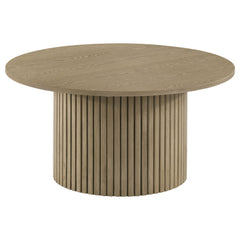 Hamlyn 3-piece Round Fluted Coffee and End Table Set Natural Oak