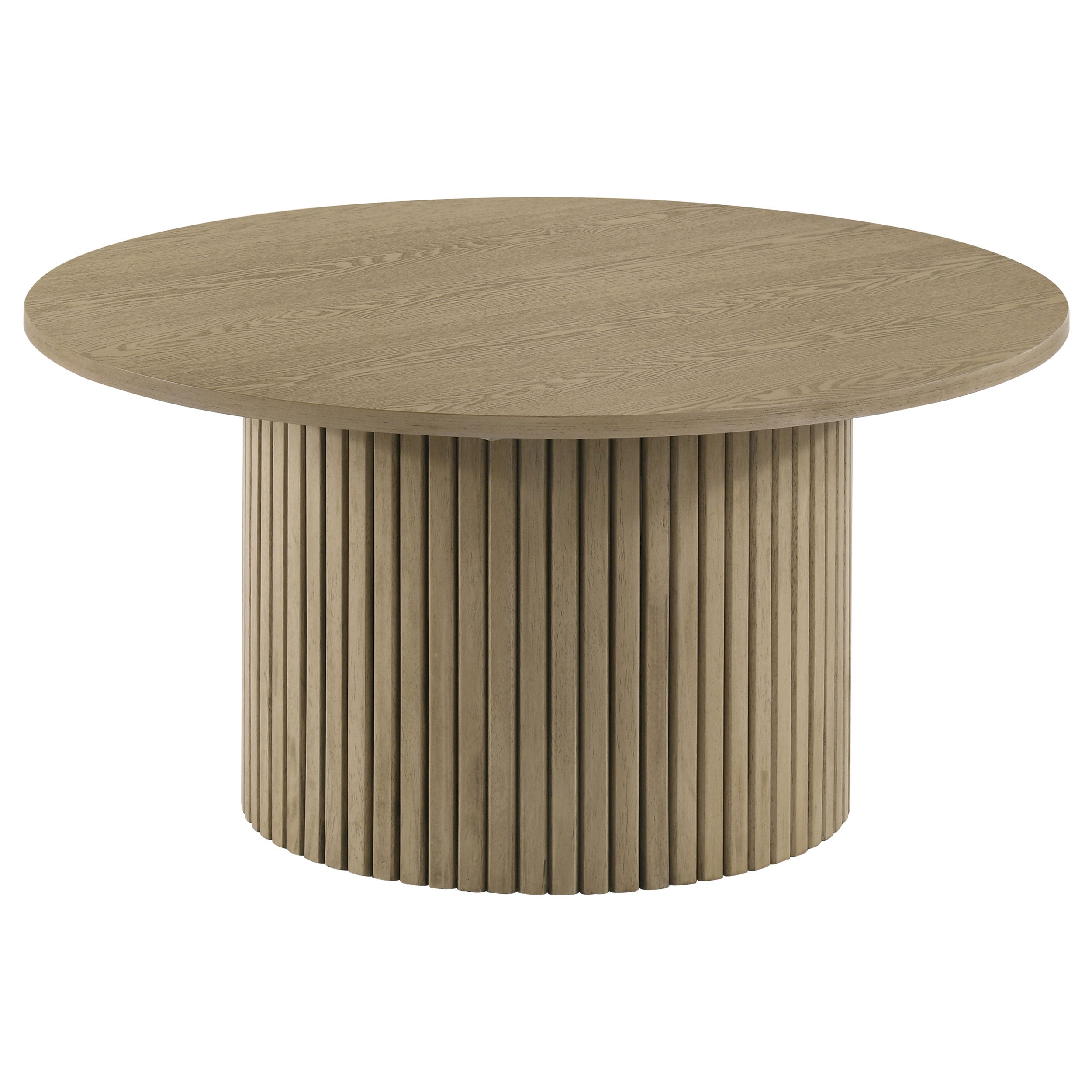 Best Furniture Outlet - Coaster - Hamlyn Round Fluted Occasional Cocktail Coffee Table Natural Oak - 706498