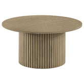 Best Furniture Outlet - Coaster - Hamlyn Round Fluted Occasional Cocktail Coffee Table Natural Oak - 706498