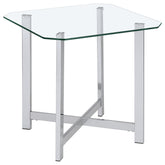 Best Furniture Outlet - Coaster - Cronin Square Tempered Glass Top Side End Table Chrome - 706567