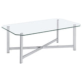 Best Furniture Outlet - Coaster - Cronin Rectangular Tempered Glass Top Cocktail Coffee Table Chrome - 706568