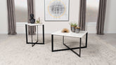 Best Furniture Outlet - Coaster - Tobin 2-piece Marble Top Coffee and End Table Set White - 707698-S2