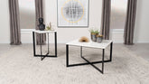 Best Furniture Outlet - Coaster - Tobin 2-piece Marble Top Coffee and End Table Set White - 707698-S2