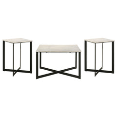 Tobin 3-piece Marble Top Coffee and End Table Set White